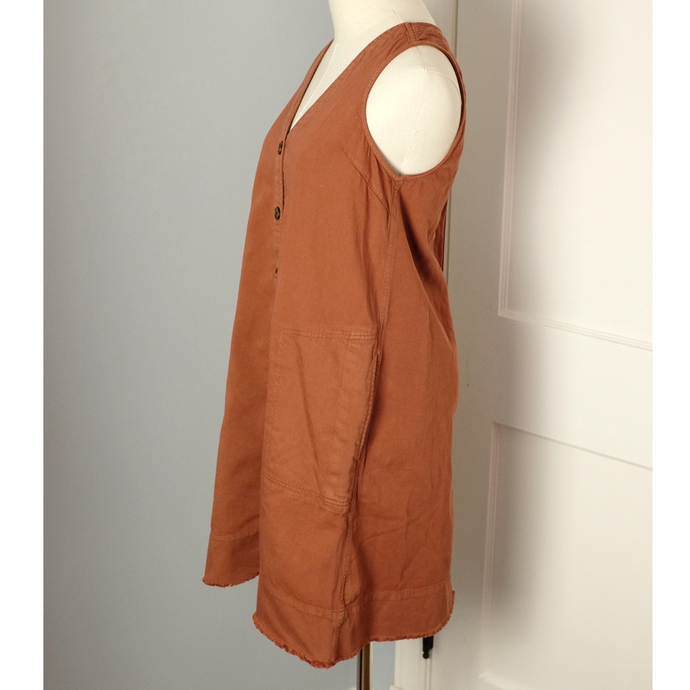 Vintage Gap Rust Denim Button Down Shift Dress - image 3